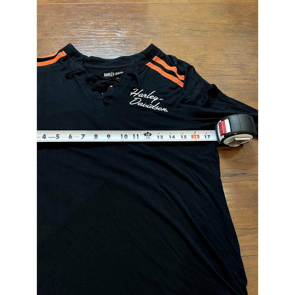 Harley-Davidson Women's Iconic Laced Front Black  Long Sleeve Henley Medium - Picture 5 of 10